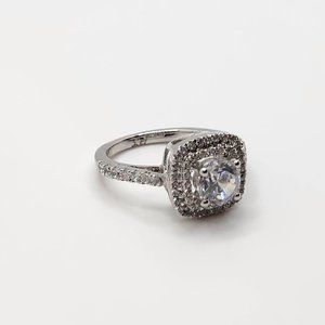 Halo Diamond Engagement Rings For Women In 925 Sterling Silver